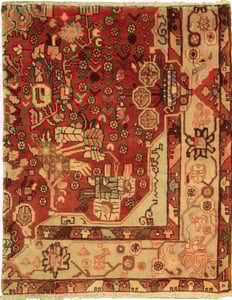 Hand Made WOOL Red Traditional Persian Rug 3'2" x 4'