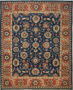 Hand Knotted Wool Blue Dk Traditional > Botanical Pakistan Rug 8' x 9'10"