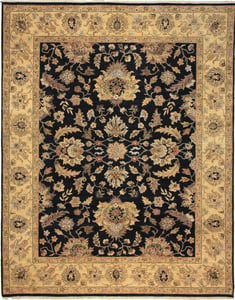 Hand Knotted Wool Black Traditional India Rug 8' x 10'