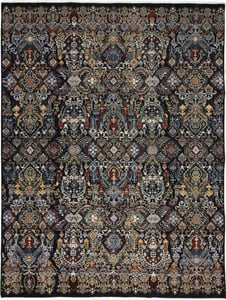 Hand Knotted Wool Black Traditional India Rug 8' x 10'5"