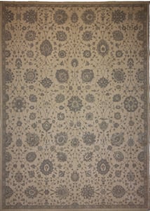 Machine Made Wool and Silk Cream Transitional India Rug 7'6" x 10'6"