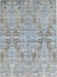 Hand Knotted Wool Brown Lt Contemporary India Rug 8' x 10'