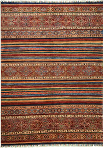 Hand Knotted Wool Multi Traditional Pakistan Rug 6'6" x 9'