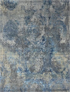 Hand Knotted Wool Blue Contemporary > Abstract India Rug 8'3" x 10'