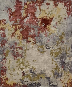 Hand Knotted WOOL & VISCOSE Beige Contemporary India Rug 9' x 11'11"