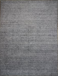 Hand Knotted Wool Grey Contemporary India Rug 9' x 11'8"