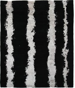 Hand Knotted Wool Black Contemporary India Rug 8'2" x 9'11"