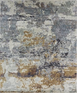 Hand Knotted Art Silk Gray Lt Contemporary India Rug 6' x 8'10"