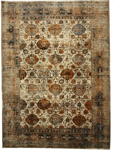 Power Loomed Polyester Ivory Traditional Turkey Rug 9' x 12'