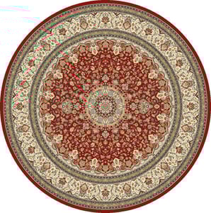 Machine Made Polypropylene Red/Ivory Traditional Belgium Rug 5'3" x 5'3"